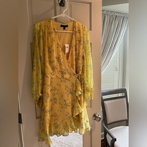 Banana Republic Yellow Ruffled Wrap Dress